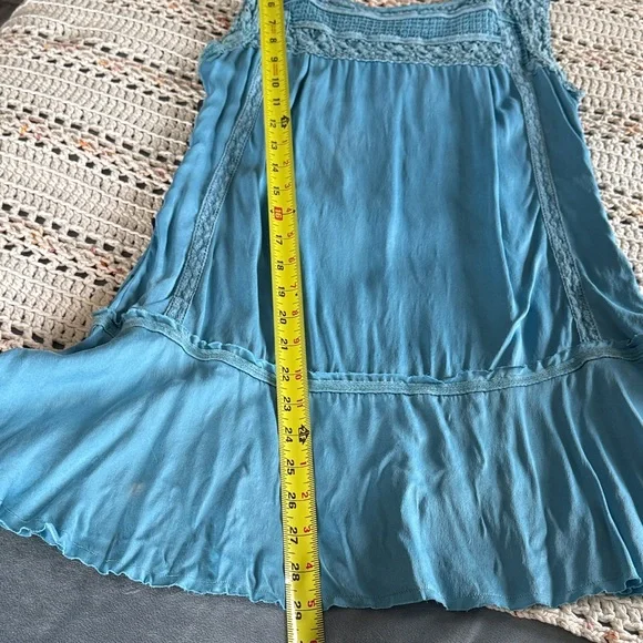 Free People Teal Sleeveless Tunic with Crochet Detail - Picture 8 of 11